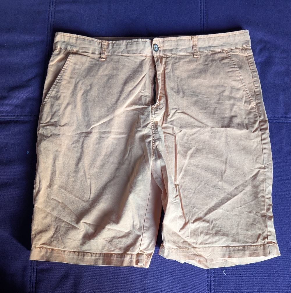 Men's Tan Flat Front Shorts